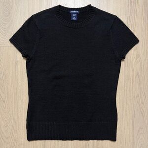 Vintage GAP Cotton Blend Short Sleeve Knit Top Womens Small Black Spandex